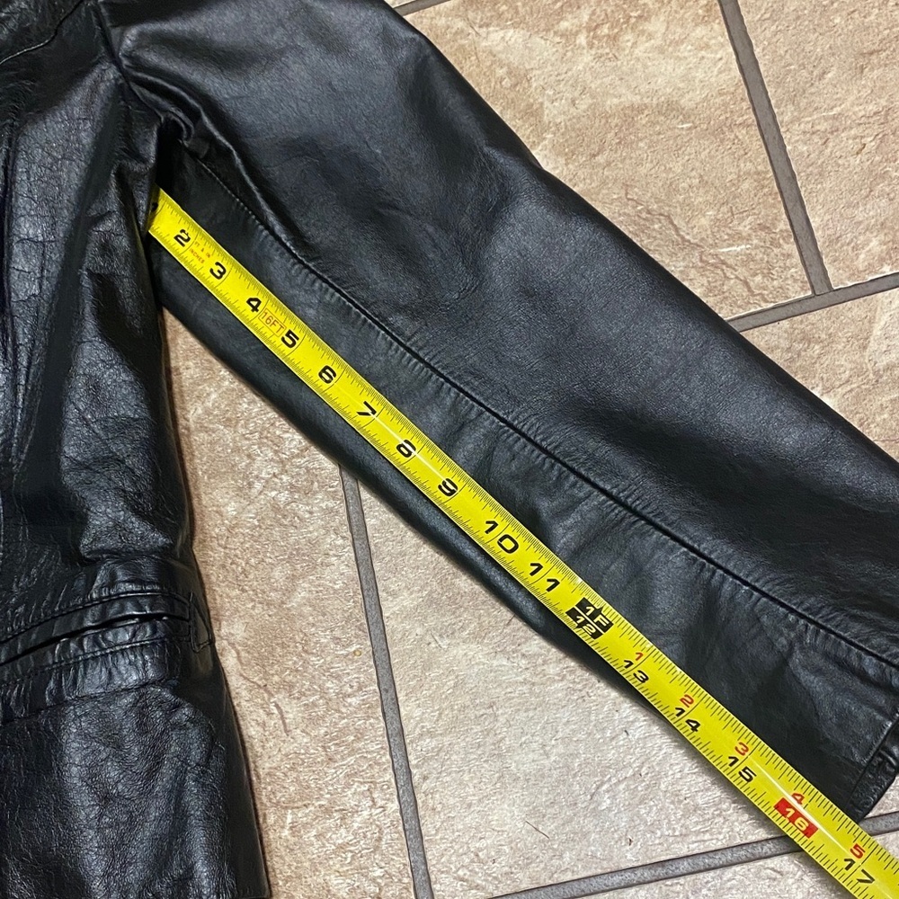Women's  Black Leather Jacket Quiet Luxury Outdoor XS/XXS Classic Timeless - Picture 8 of 10